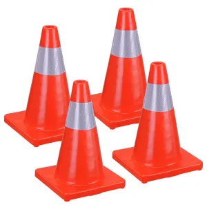 18" Traffic Cones with Reflective Collar 4-Pack