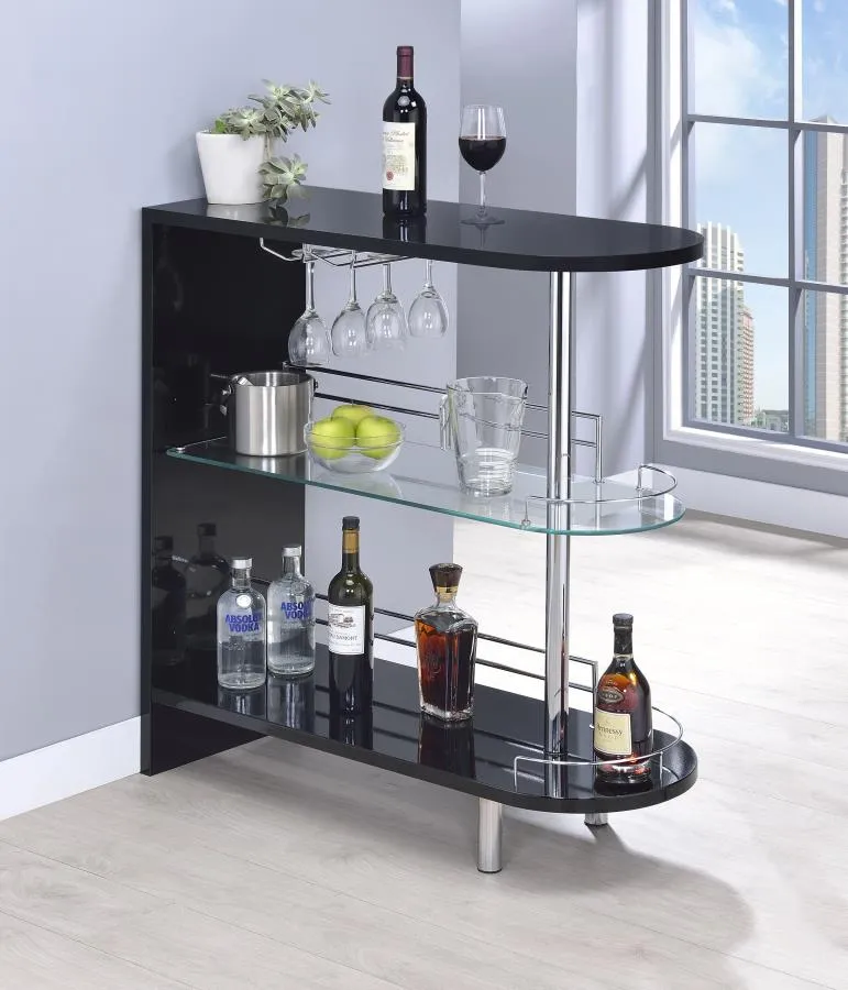 3-tier Bar Table Glossy Black and Clear