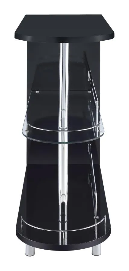 3-tier Bar Table Glossy Black and Clear