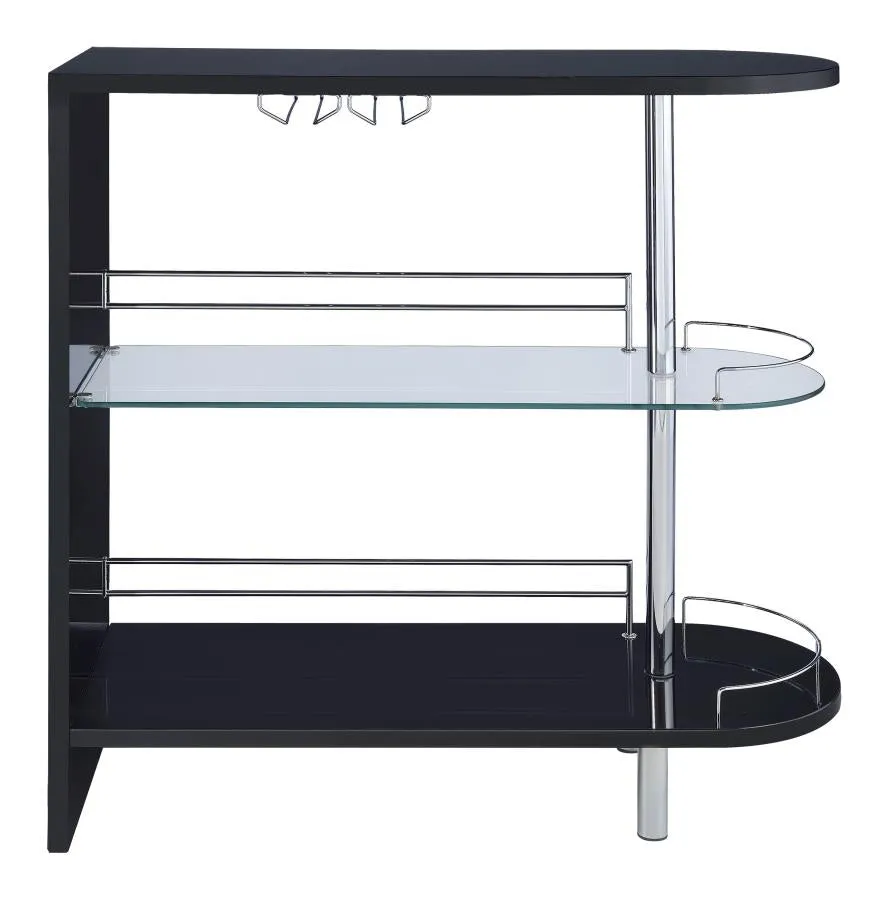 3-tier Bar Table Glossy Black and Clear