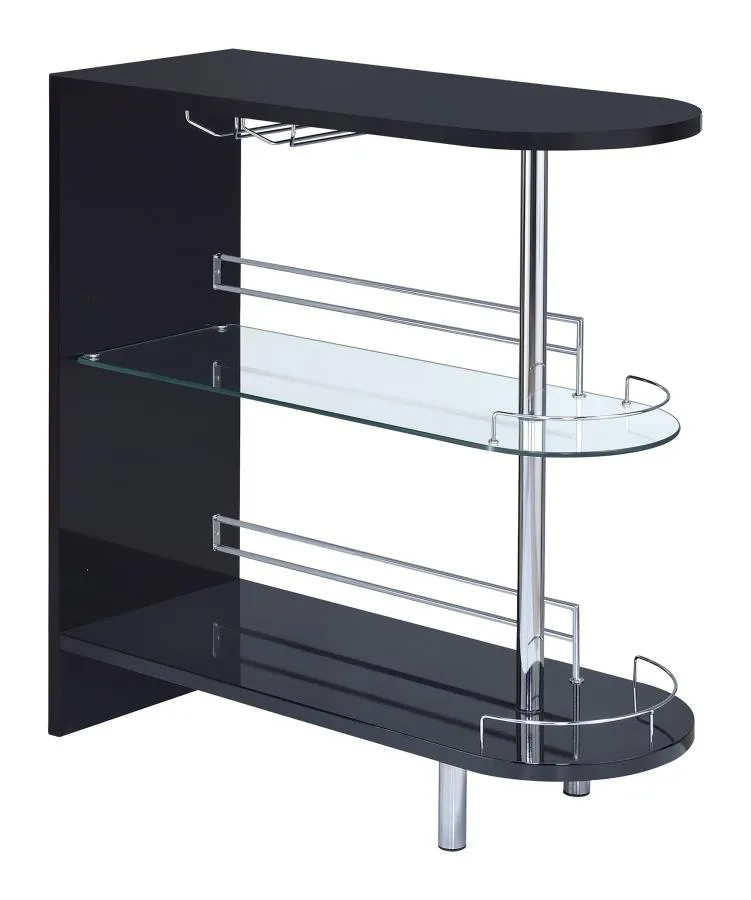 3-tier Bar Table Glossy Black and Clear