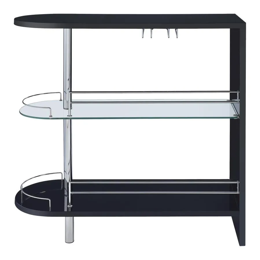 3-tier Bar Table Glossy Black and Clear