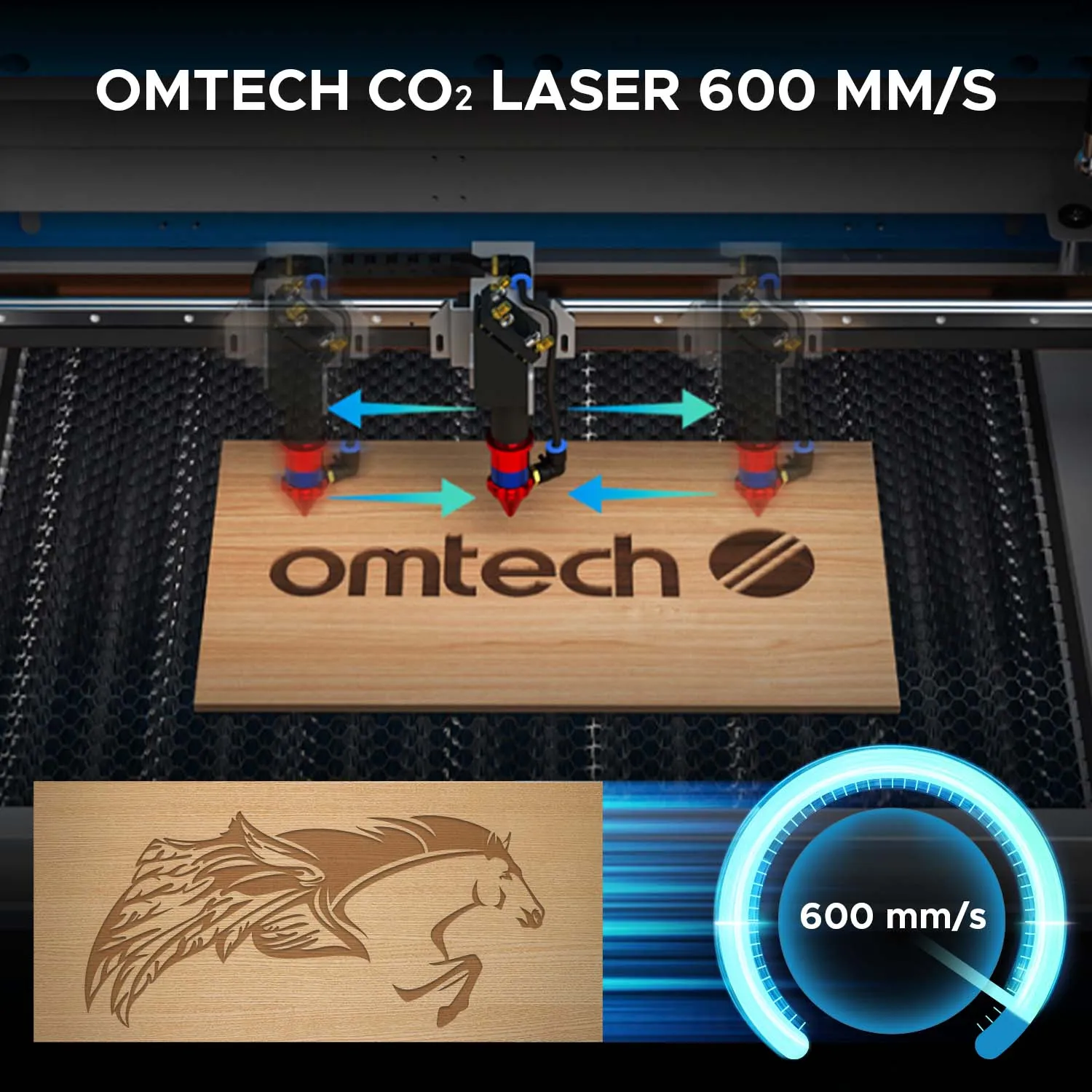 70W CO2 Laser Cutter and Engraver with 750 x 400mm Engraving Area | Turbo-747