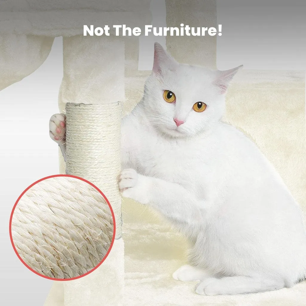 97cm Adjustable Plush Cat Tree with Sisal Posts