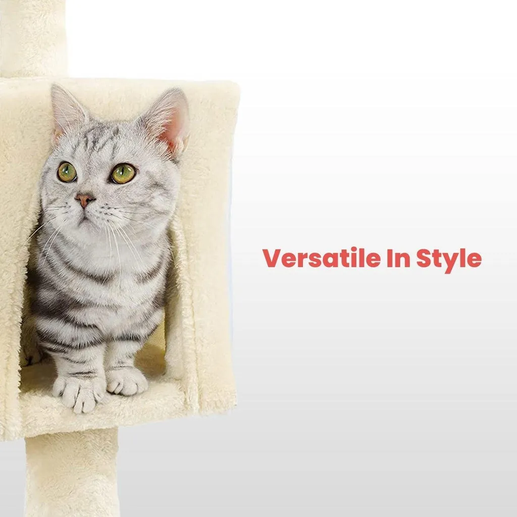 97cm Adjustable Plush Cat Tree with Sisal Posts