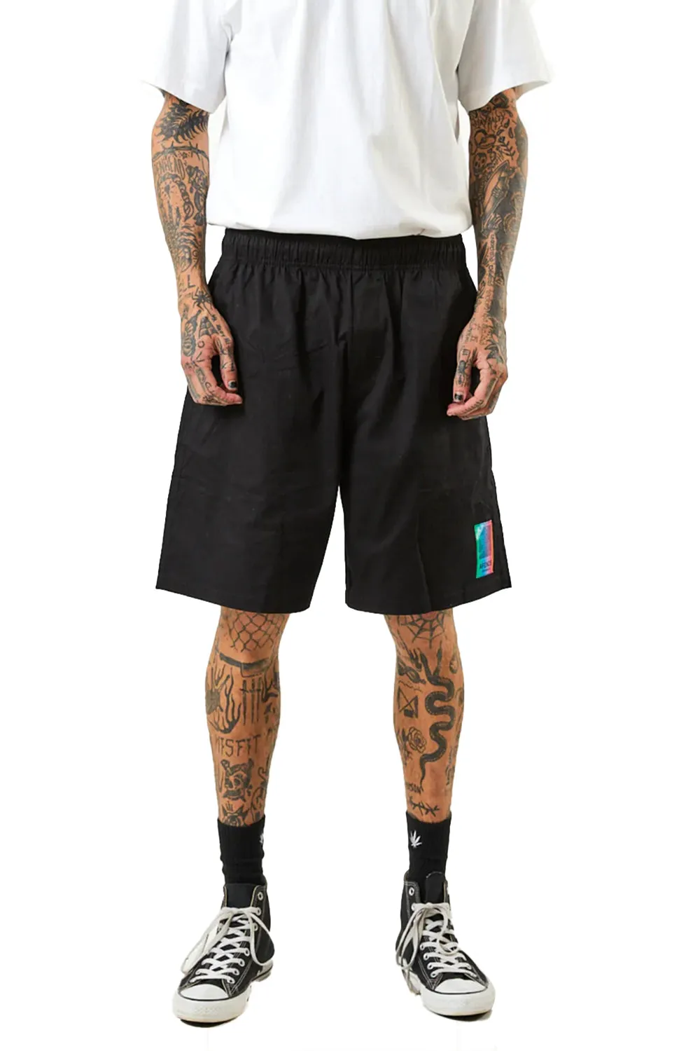 Afends Mens Studio Organic Elastic Waist Shorts