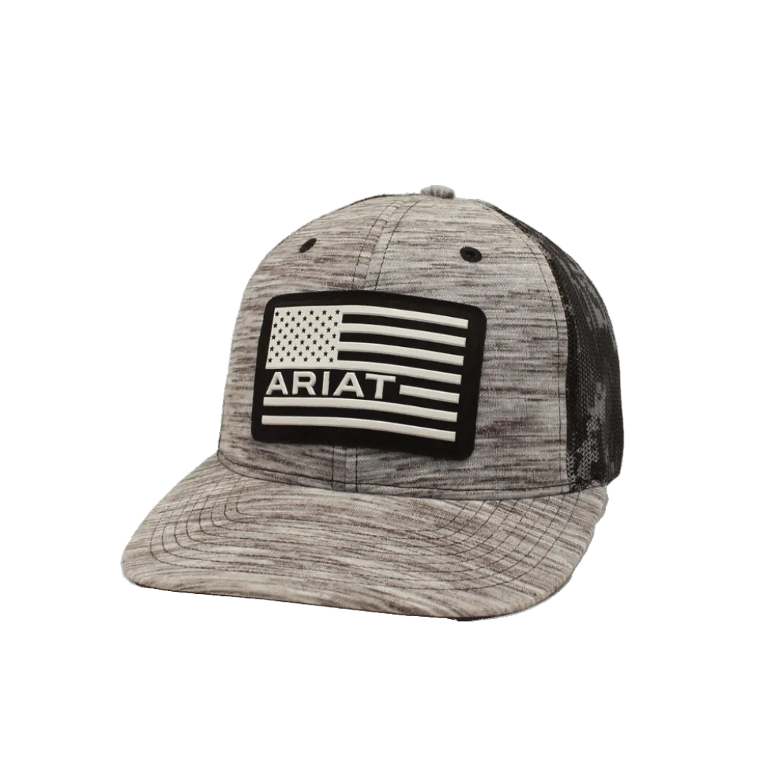 Ariat M&F Flex Fit R112 Grey Mesh Rubber US Flag Cap