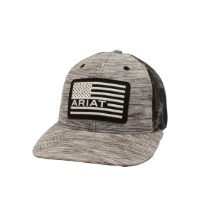 Ariat M&F Flex Fit R112 Grey Mesh Rubber US Flag Cap