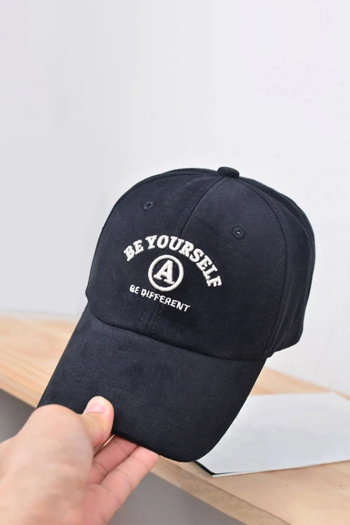 Be Yourself Black Embroidered Casual Cap - S23 - MCP089R