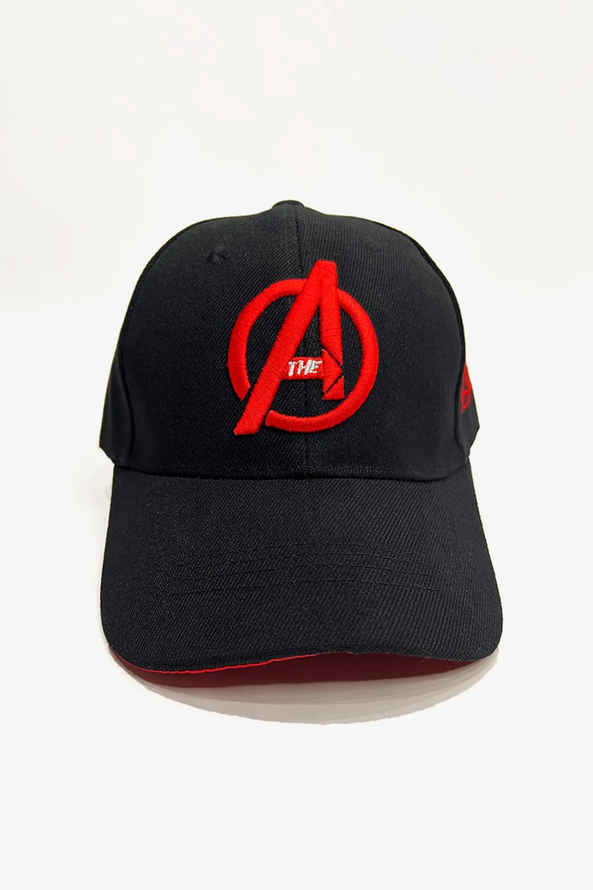 Black Avengers Red Embroidered Cap - S23 - MCP096R