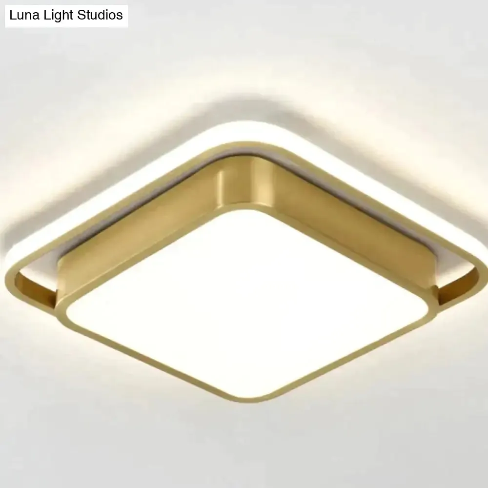 Copper Living Room Lamp Square LED Ceiling Lamp