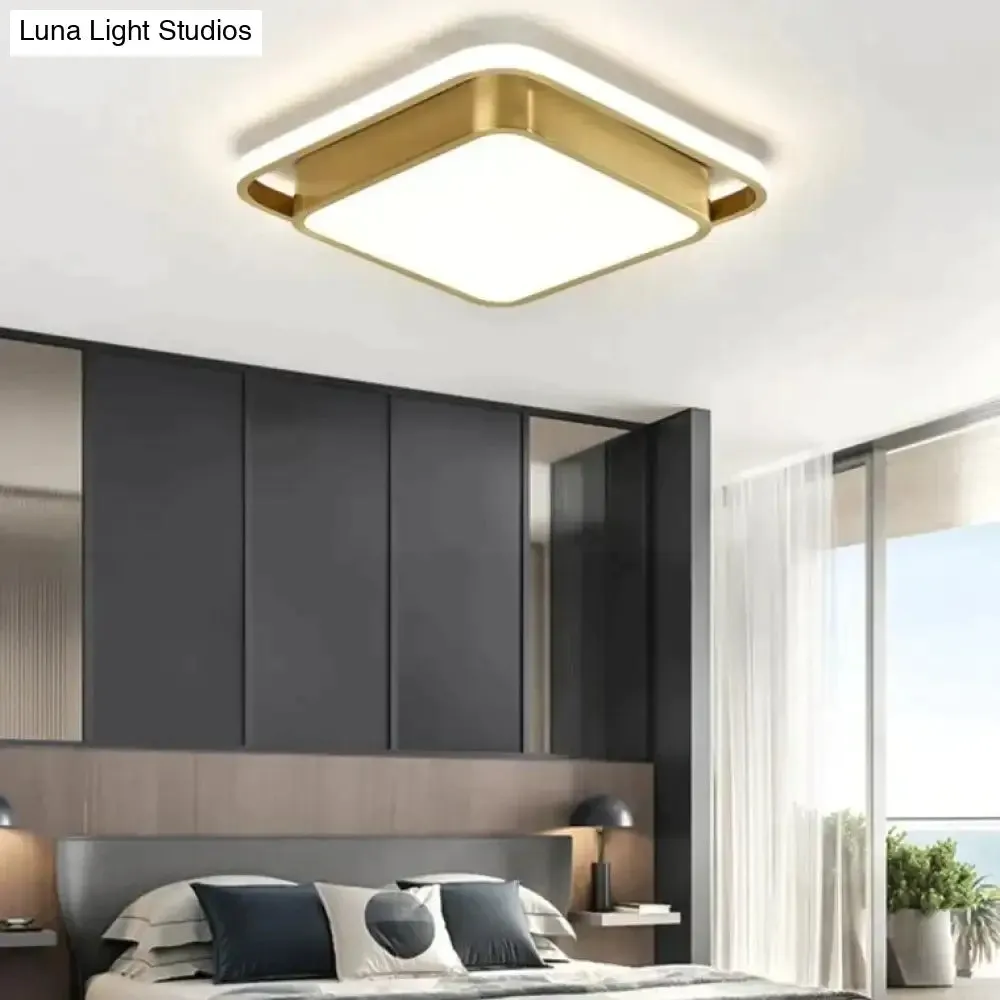 Copper Living Room Lamp Square LED Ceiling Lamp