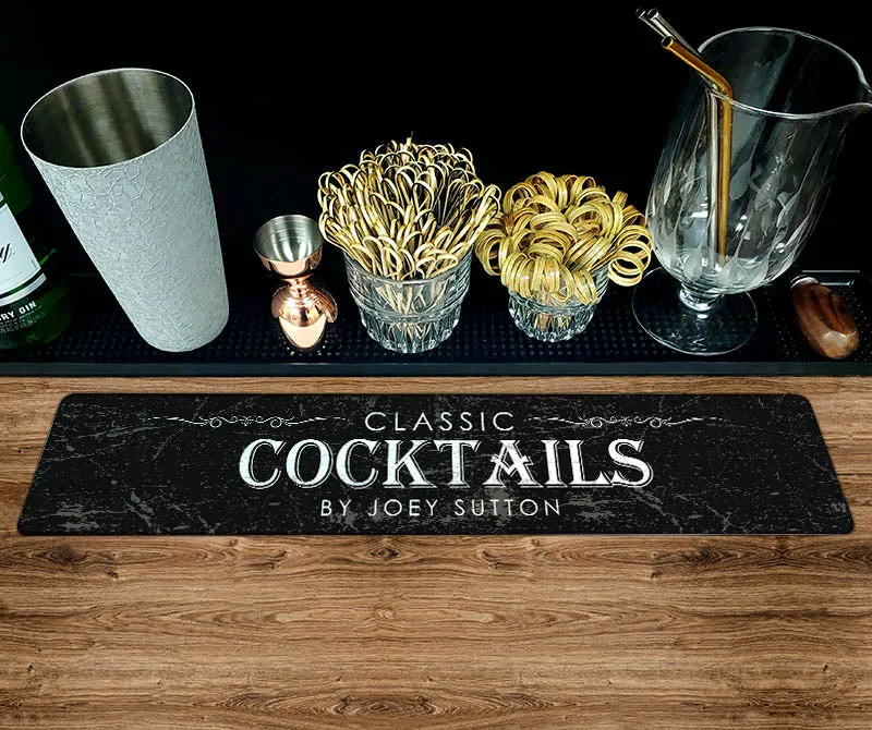 Custom Printed Bar Mat - Classic Cocktails - 20" x 4"