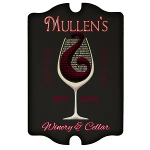 Custom Tavern Shaped Wood Bar Sign - Winery and Cellar