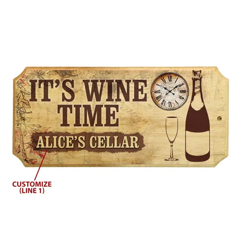 Custom Wood Plaque Sign - Time For Wine