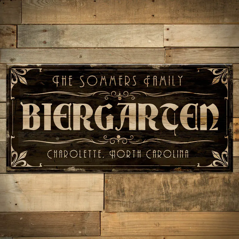 CUSTOMIZABLE Large Vintage Wooden Bar Sign - BIERGARTEN - 11 3/4" x 23 3/4"