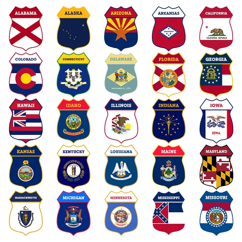 CUSTOMIZABLE Wood Shield Plaque - US State Flags - Every State Available - Two Sizes