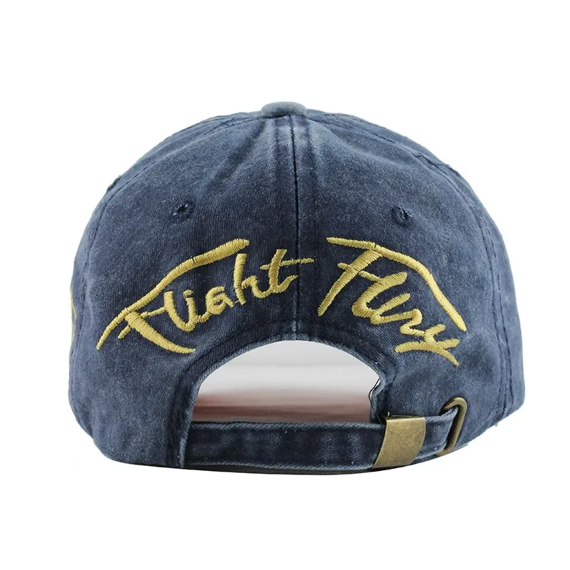 Eagle Eye Embroidered Snapback Washed Cotton Baseball Cap