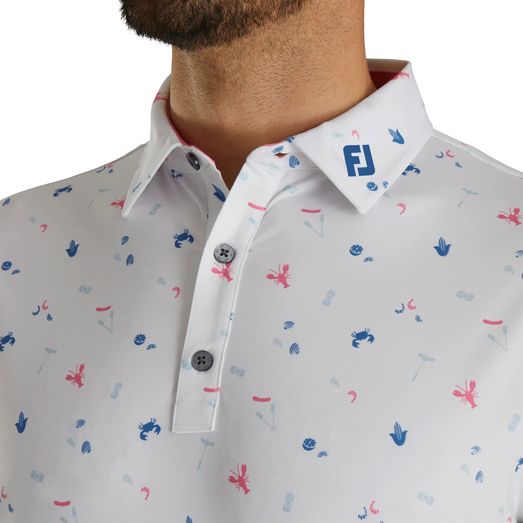 FootJoy Clam Bake Print Lisle Self Collar Polo