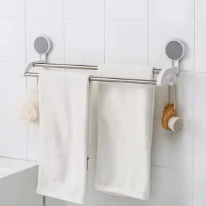 Kuber Industries Towel Bars | Towel Cloth Hanger | Cloth Holder for Bathroom-Kitchen | Double Towel Bar | Cloth Hanger for Bathroom | Towel Rod Bars | 1338 | White