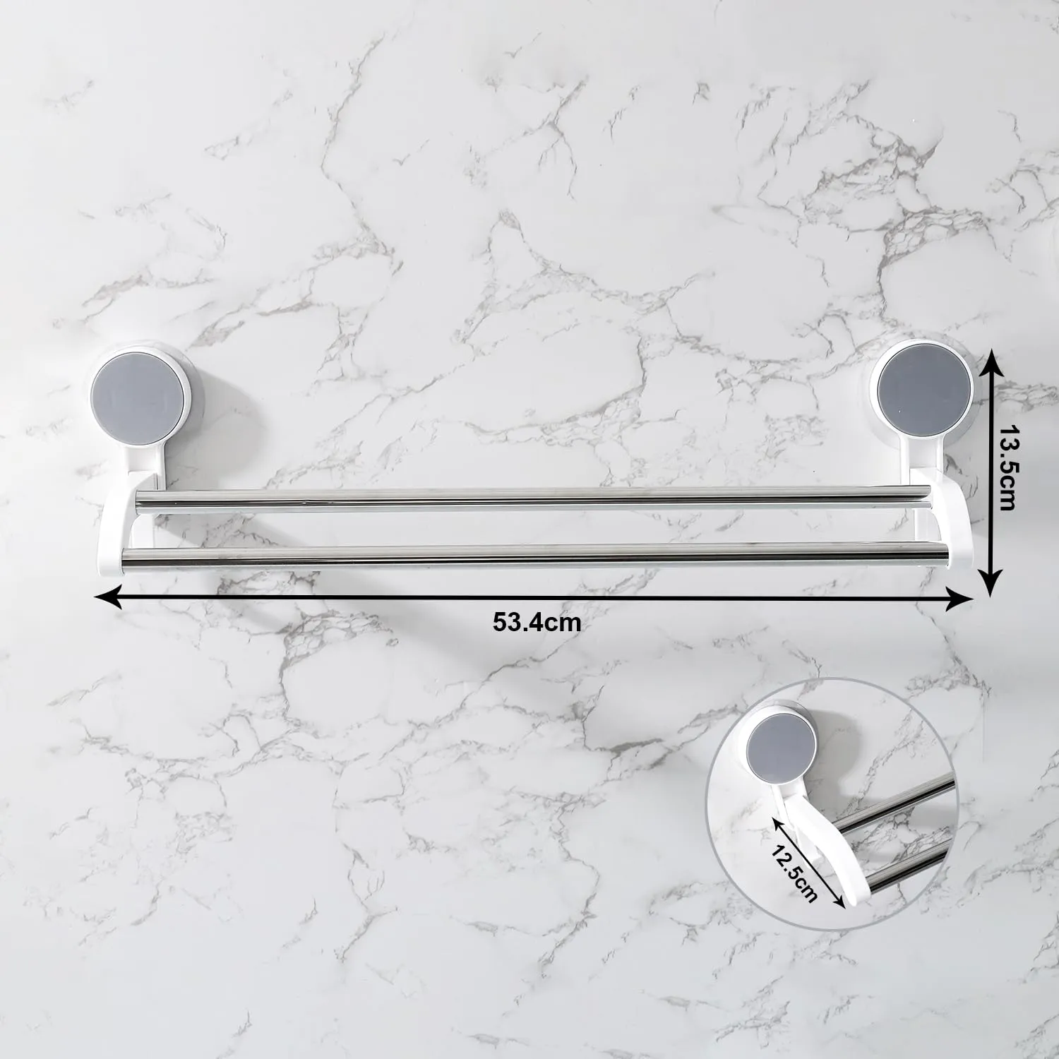 Kuber Industries Towel Bars | Towel Cloth Hanger | Cloth Holder for Bathroom-Kitchen | Double Towel Bar | Cloth Hanger for Bathroom | Towel Rod Bars | 1338 | White