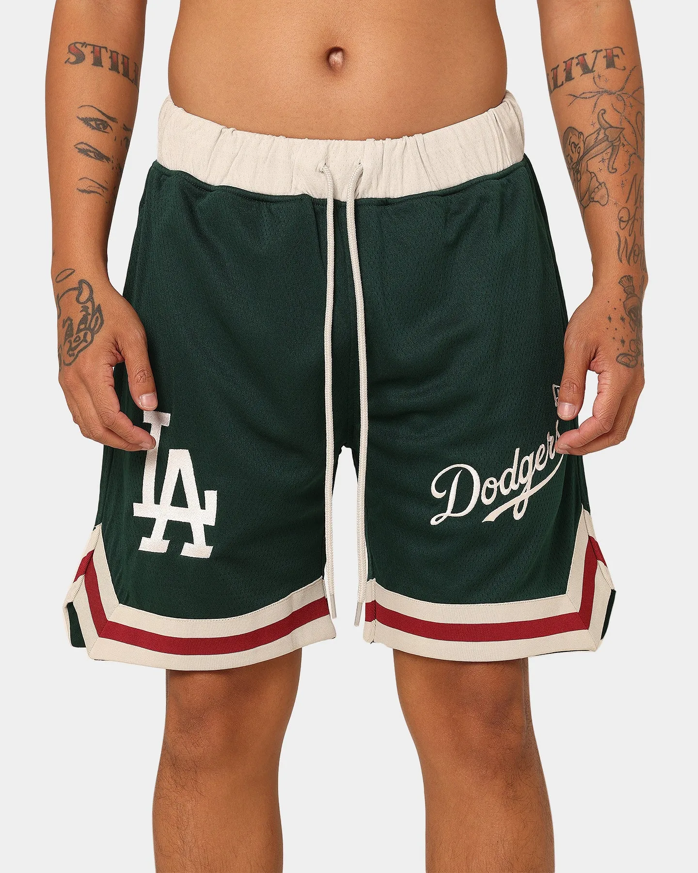 New Era Los Angeles Dodgers Mesh Shorts Dark Green/Cardinal