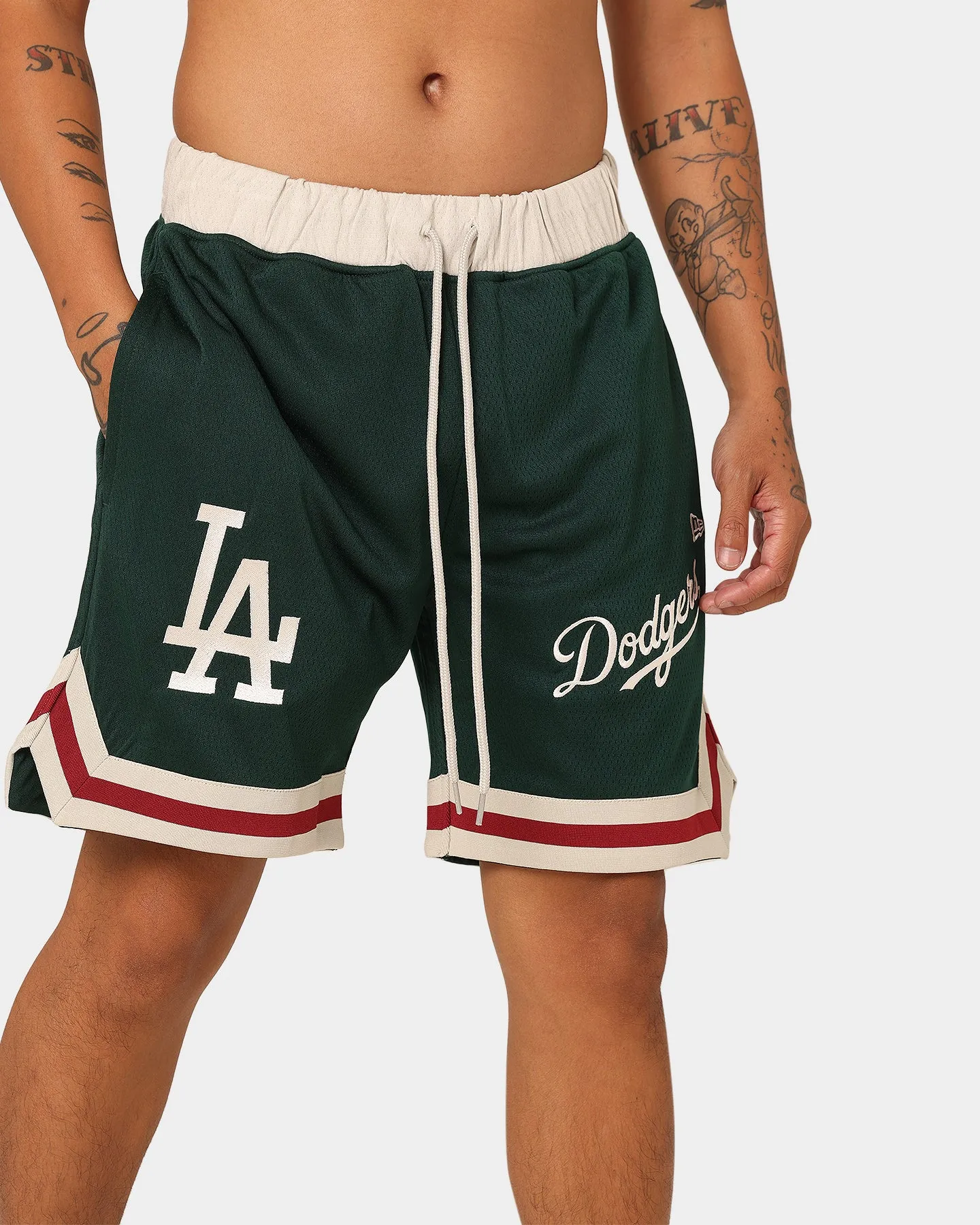 New Era Los Angeles Dodgers Mesh Shorts Dark Green/Cardinal