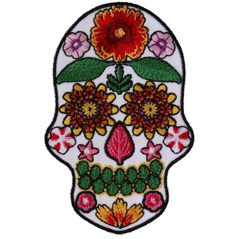 P6154 Flower Skull White Patch