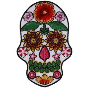 P6154 Flower Skull White Patch