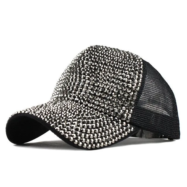 Rhinestone Gothic Punk Embroidered Baseball Cap