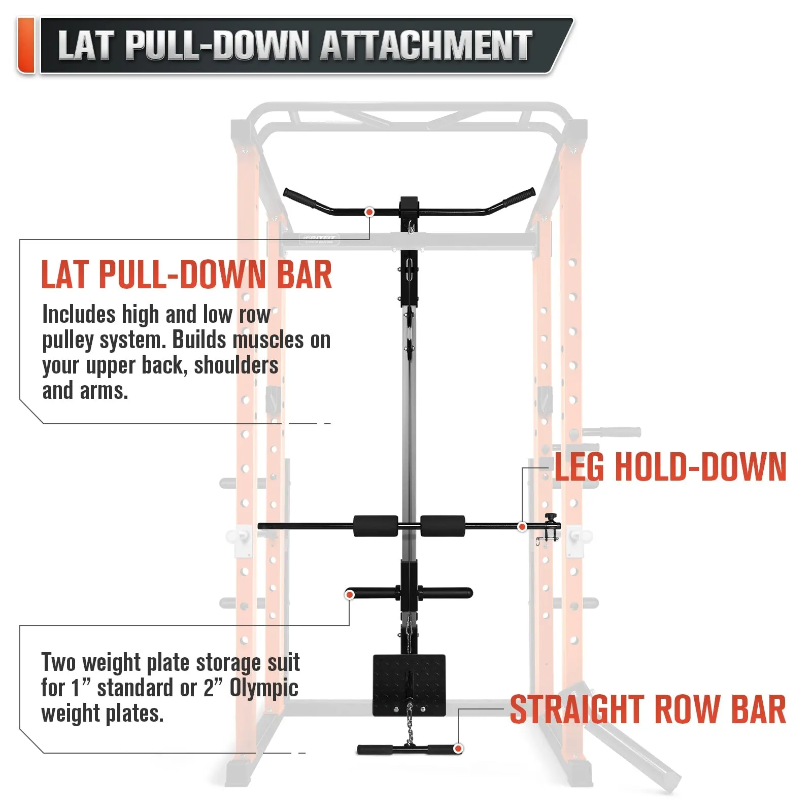 RitFit PPC02 1000lbs Power Cage with Lat Pulldown for Home Gym