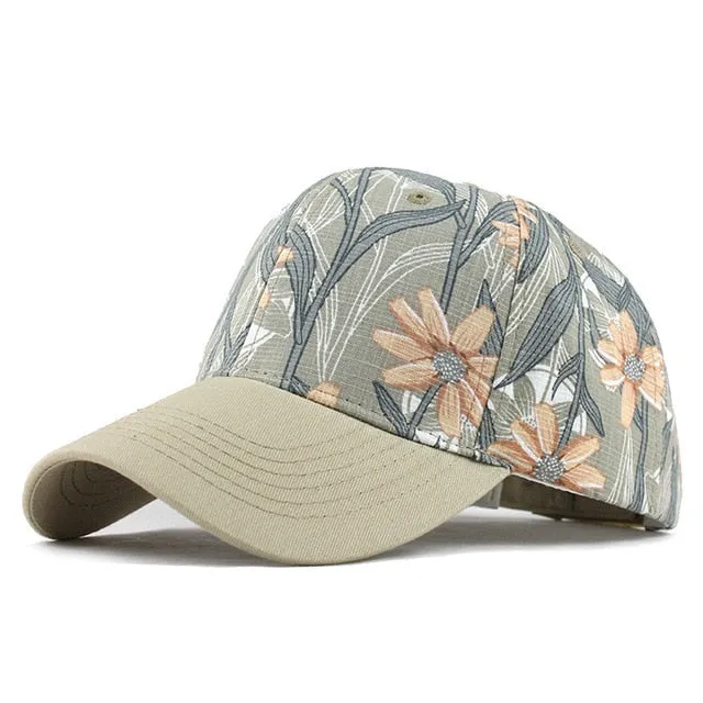 Summer Leaves Printed Snapback Baseball Cap