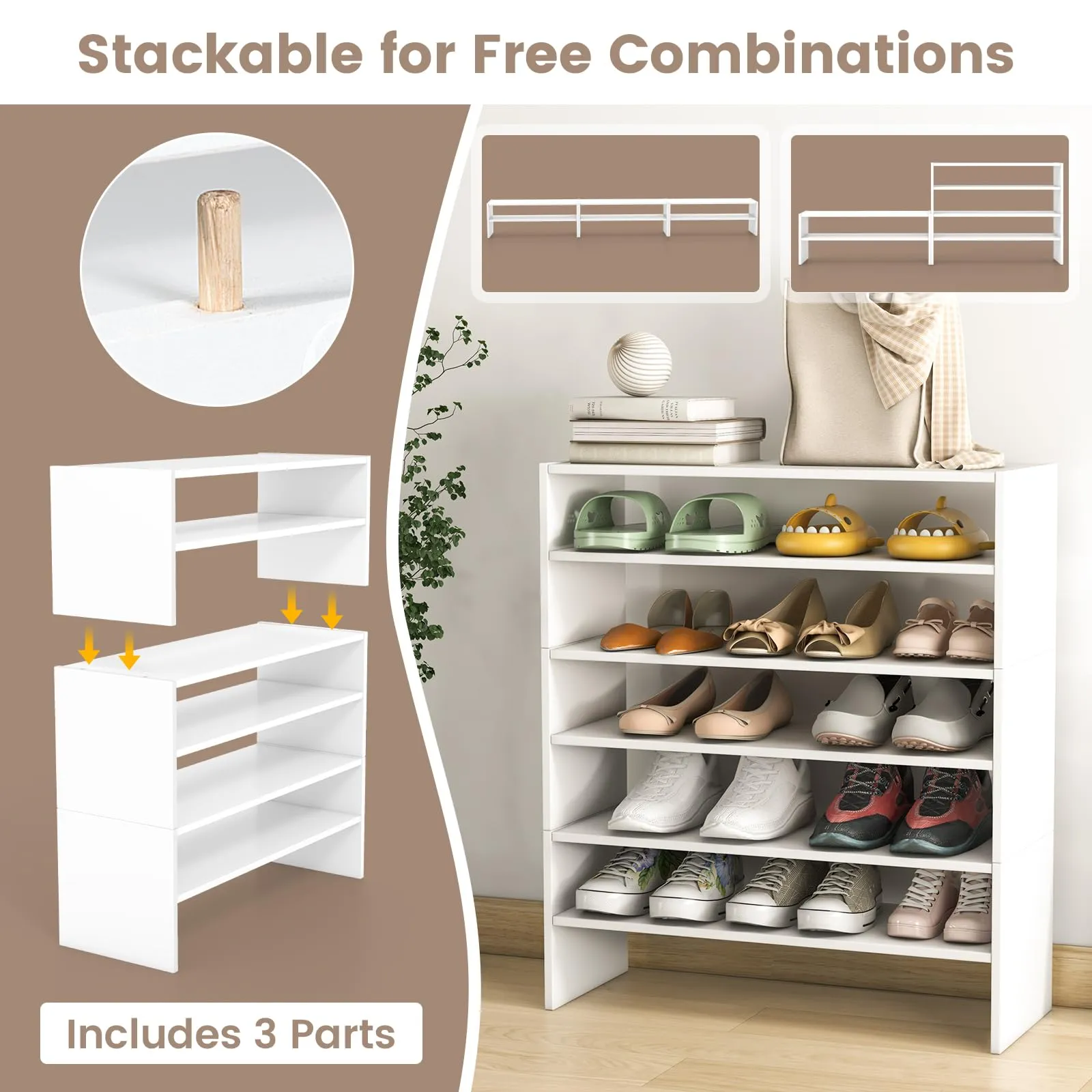 Tangkula 3-in-1 Vertical Shoe Rack