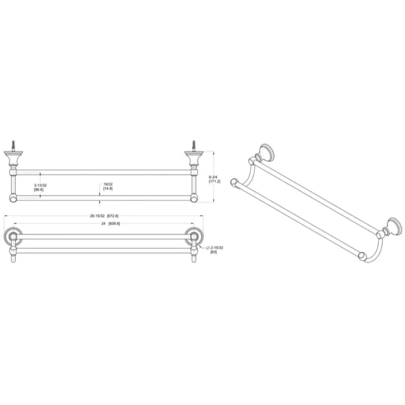 Tisbury 26.47" Round Double Towel Bar in Polished Chrome