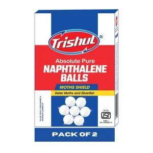 Trishul Naphthalene Balls for Clothes | Bathroom | Wardrobe | Moth, Protect Clothes 100% Safe | Smell Free | Stain-Free/Germs Free, ISI Marked | 200 Gram | White | Pack of 2 |