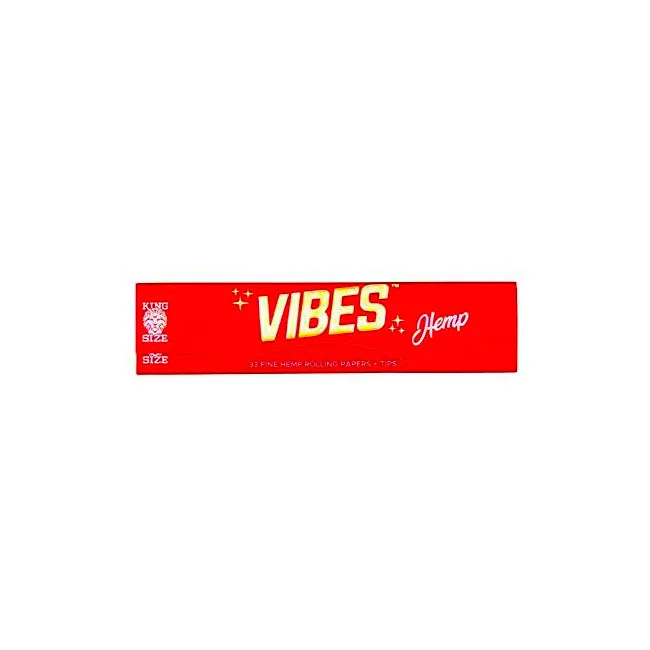 Vibes - King Size Slim Hemp - 33 Paper Booklet w/ Tips - 24 Pack Box