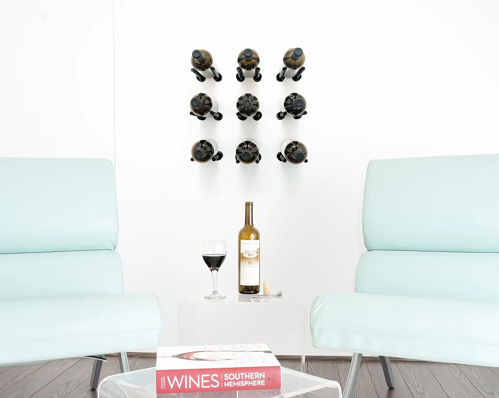 Vino Rails Designer Grid 3×3 Wall Mounted Wine Rack (9 Bottles)