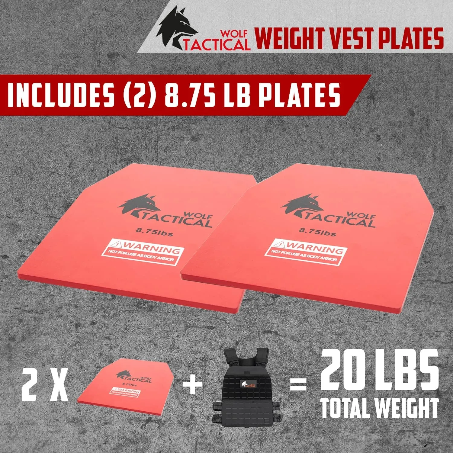 Weight Vest Plates - 5.75/8.75/14.5/19.75LB Pairs - Wods, Strength Training, Running, Heavy Workouts