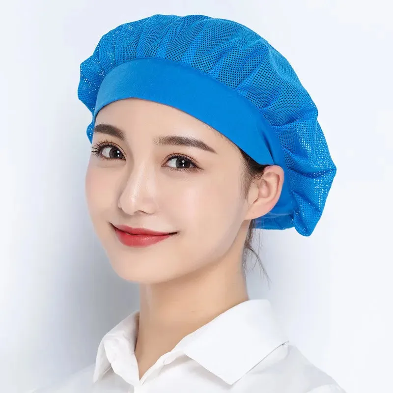 White Elastic Breathable Net Hat Kitchen Work Hats Canteen Restaurant Food Service Bakery Baking Catering Cook Caps for Women