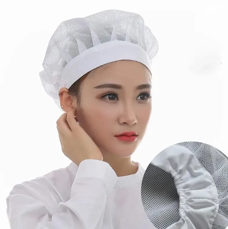 White Elastic Breathable Net Hat Kitchen Work Hats Canteen Restaurant Food Service Bakery Baking Catering Cook Caps for Women