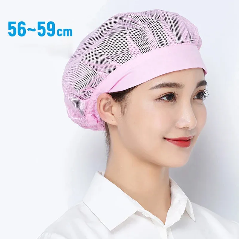 White Elastic Breathable Net Hat Kitchen Work Hats Canteen Restaurant Food Service Bakery Baking Catering Cook Caps for Women