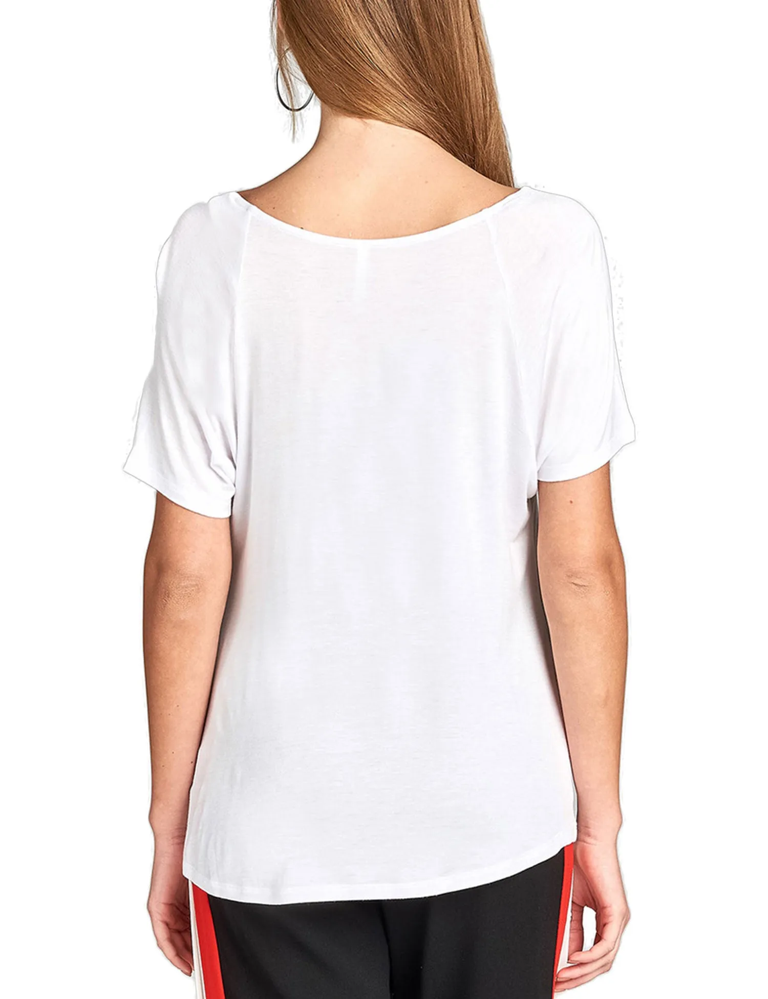 Women's Raglan Sleeve Dolman Tunic Tshirt Top with Knot on Hemline