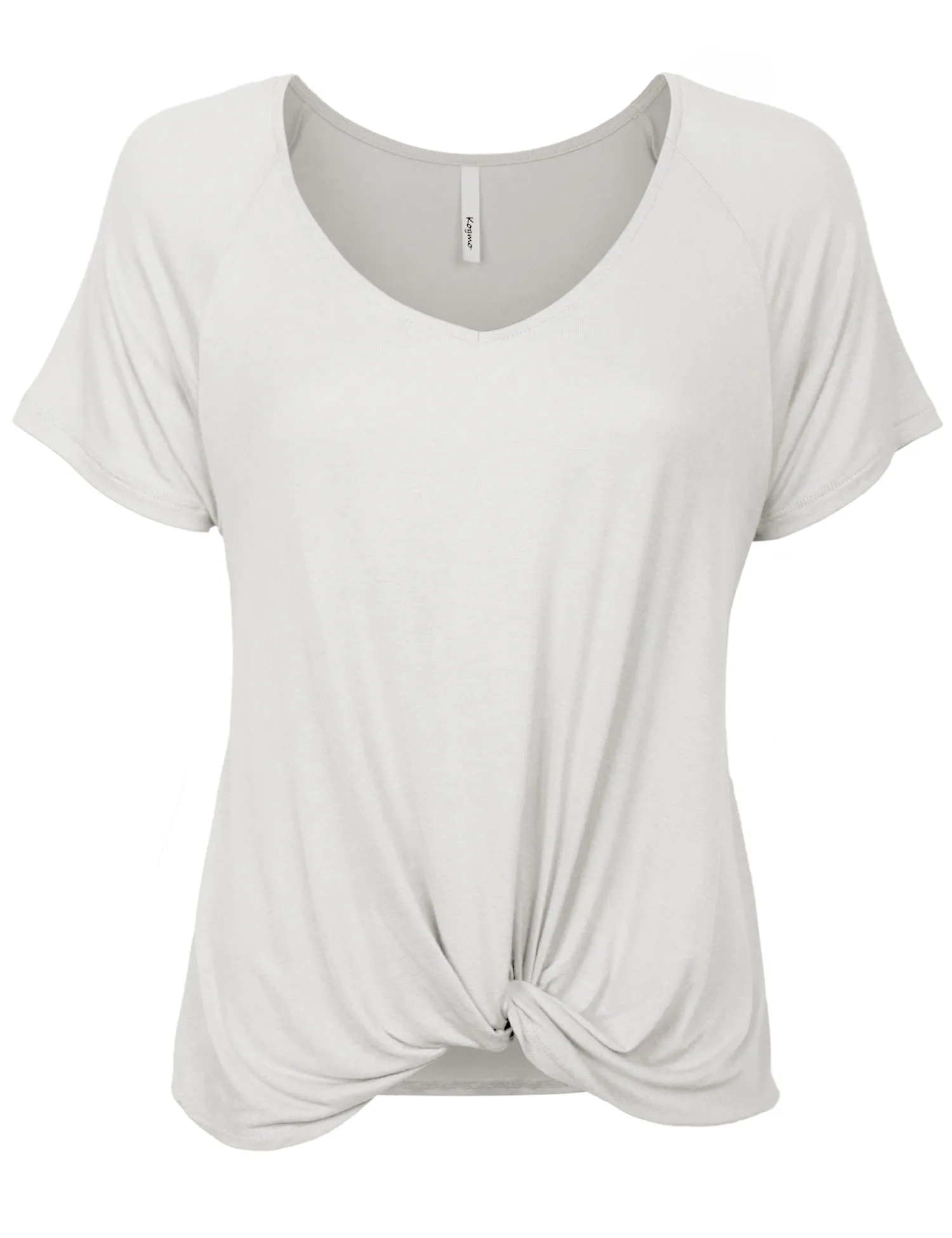 Women's Raglan Sleeve Dolman Tunic Tshirt Top with Knot on Hemline