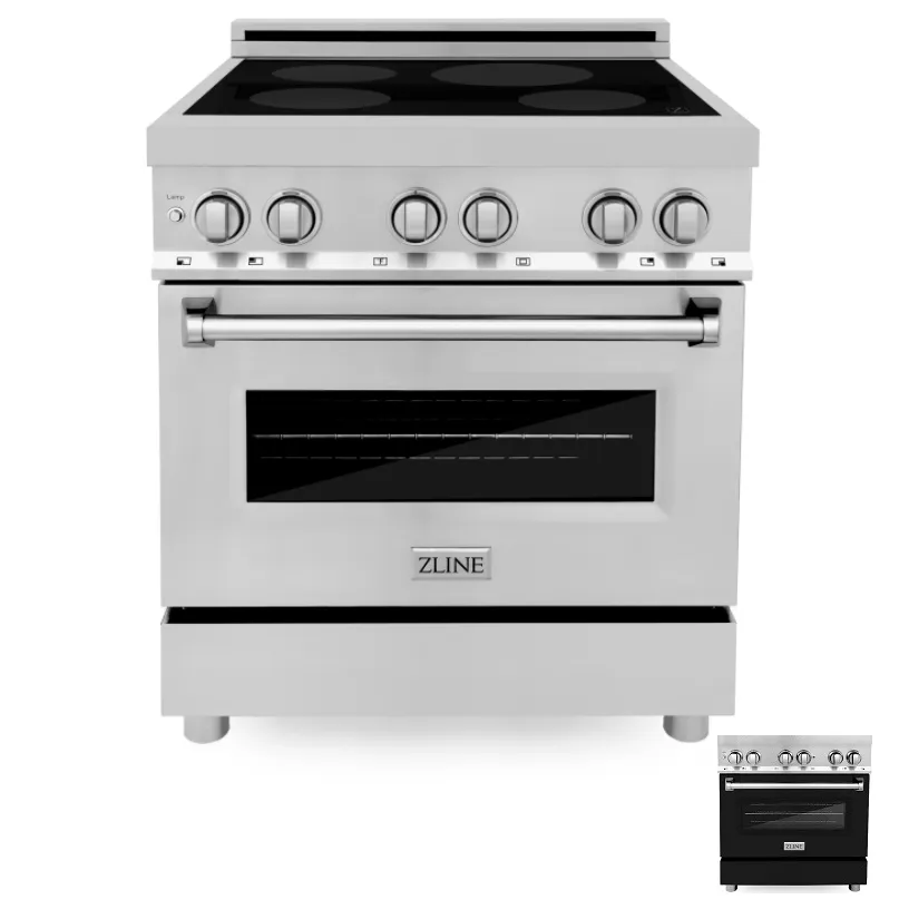 ZLINE 30 Induction Range in Stainless Steel with a Black Matte Door (RAIND-BLM-30)