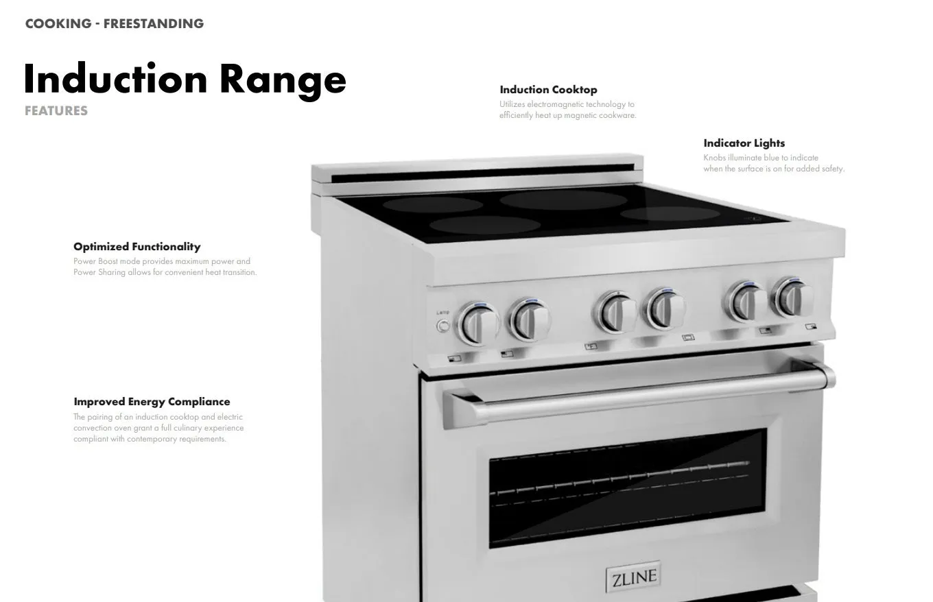 ZLINE 30 Induction Range in Stainless Steel with a Black Matte Door (RAIND-BLM-30)