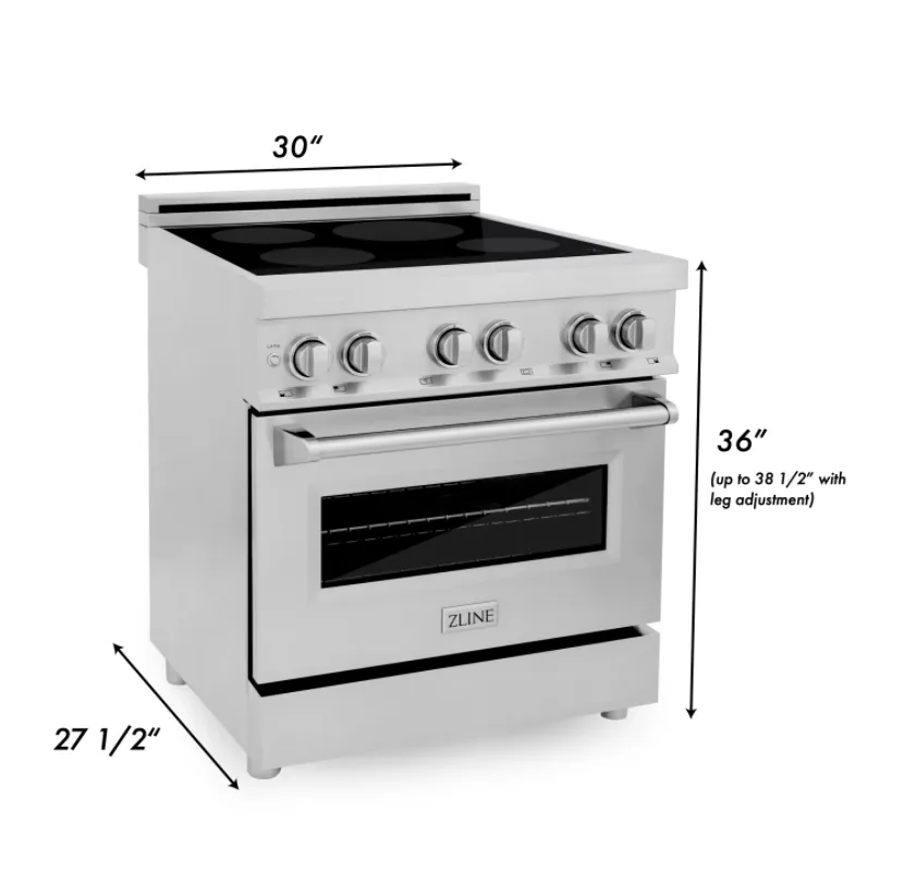 ZLINE 30 Induction Range in Stainless Steel with a Black Matte Door (RAIND-BLM-30)