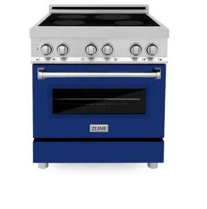 ZLINE 30 Induction Range in Stainless Steel with a Blue Gloss Door (RAIND-BG-30)