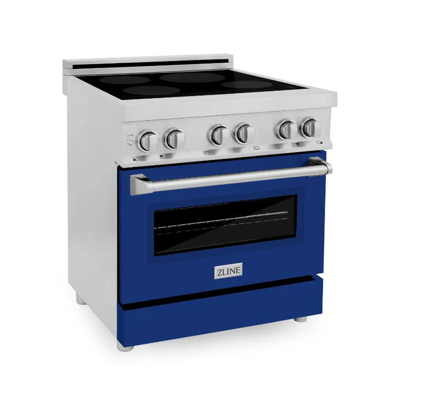 ZLINE 30 Induction Range in Stainless Steel with a Blue Gloss Door (RAIND-BG-30)