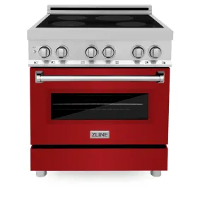 ZLINE 30 Induction Range in Stainless Steel with a Red Gloss Door (RAIND-RG-30)