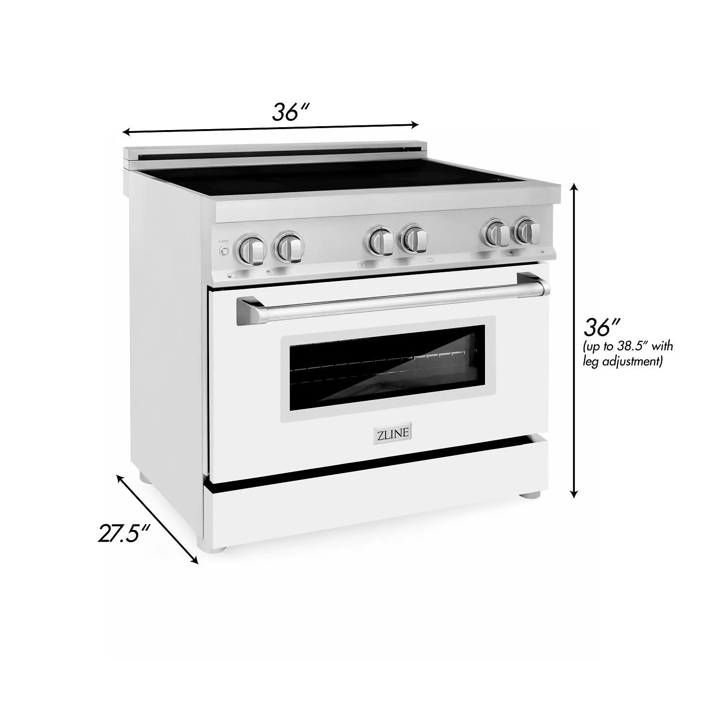 ZLINE 36 Induction Range in Stainless Steel with a White Matte Door (RAIND-WM-36)